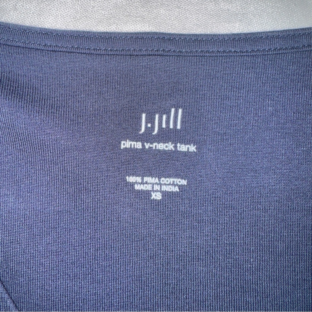J. Jill Classic Blue Tank Top Small 100% Pima cotton rounded v-neck basic #cc - Picture 3 of 9